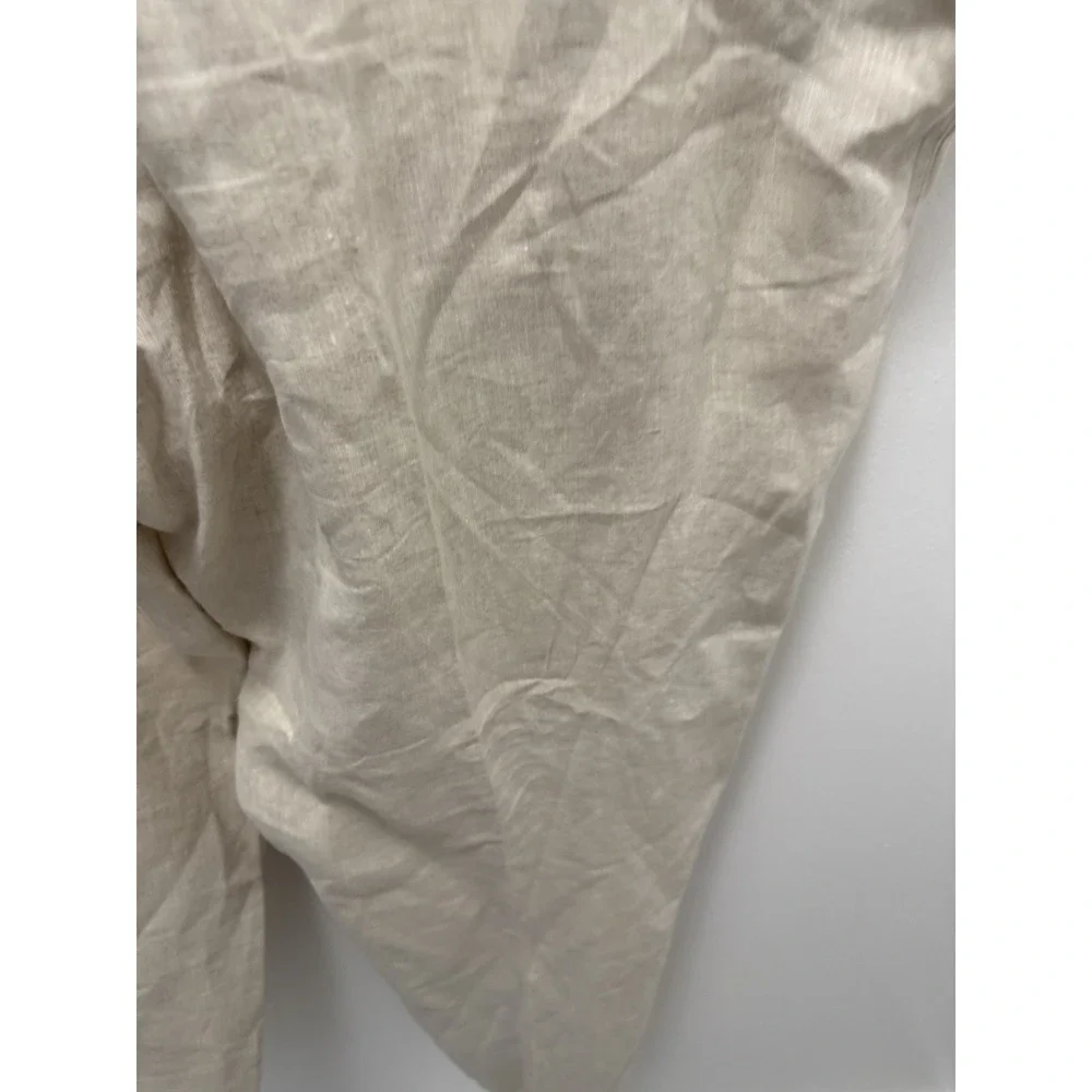 Baracuta‎ Men's XXL 100% Linen Drawstring Pants Beige Elastic Waist Straight Leg